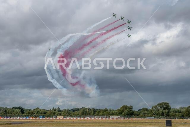 GLOUCESTERSHIRE, ENGLAND - 15 July 2023: Royal Saudi Air Force BAE Systems Hawk MK65 Hawks at RIAT 2023