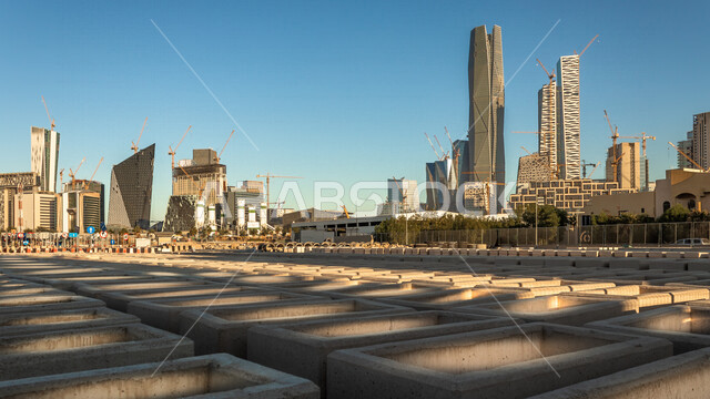 صورة ابداعية لمركز الملك عبدالله المالي ( كافد ) في الرياض بالمملكة العربية السعودية، الأبراج وناطحات السحاب، معالم الرياض المشهورة، الفن الهندسي المعماري بالسعودية، السياحة في السعودية