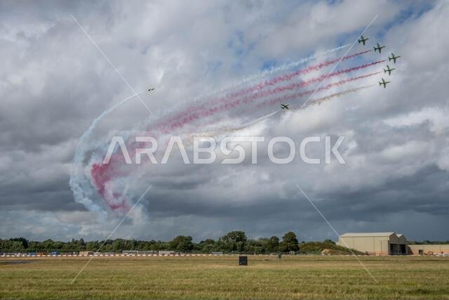 GLOUCESTERSHIRE, ENGLAND - 15 July 2023: Royal Saudi Air Force BAE Systems Hawk MK65 Hawks at RIAT 2023