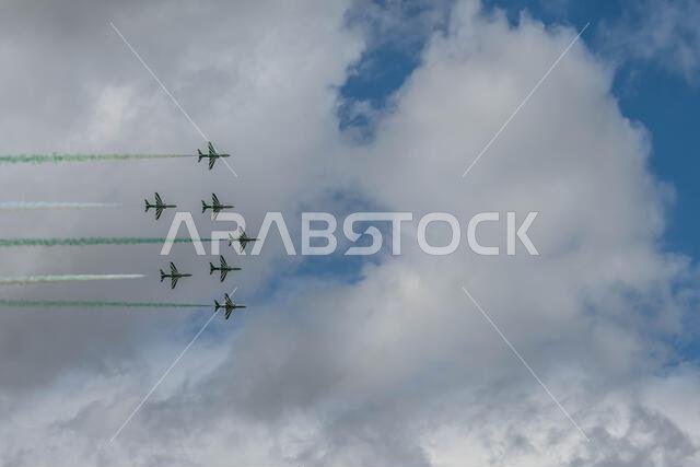 GLOUCESTERSHIRE, ENGLAND - 15 July 2023: Royal Saudi Air Force BAE Systems Hawk MK65 Hawks at RIAT 2023