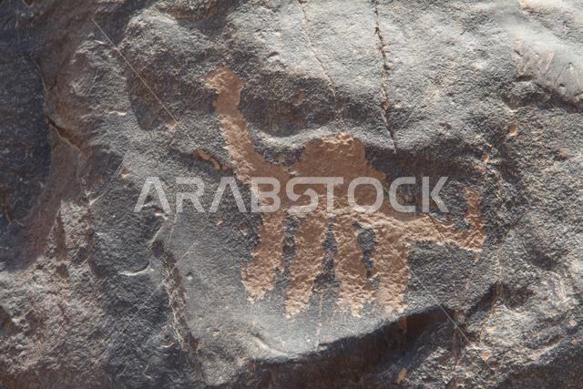 Graffiti Rock on stones in mardama mountains in town near riyadh provenience in Saudi Arabia