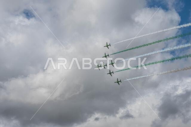 GLOUCESTERSHIRE, ENGLAND - 15 July 2023: Royal Saudi Air Force BAE Systems Hawk MK65 Hawks at RIAT 2023