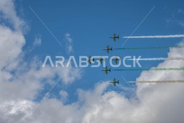 GLOUCESTERSHIRE, ENGLAND - 15 July 2023: Royal Saudi Air Force BAE Systems Hawk MK65 Hawks at RIAT 2023