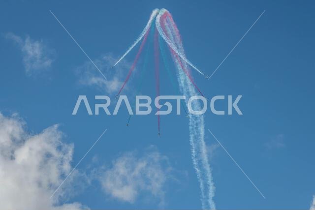 GLOUCESTERSHIRE, ENGLAND - 15 July 2023: Royal Saudi Air Force BAE Systems Hawk MK65 Hawks at RIAT 2023