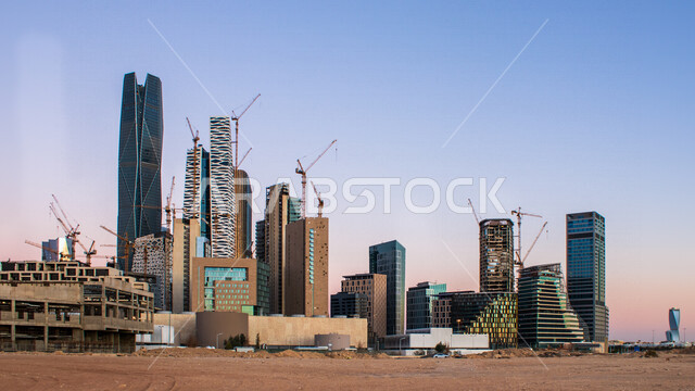 صورة ابداعية لمركز الملك عبدالله المالي ( كافد ) في الرياض بالمملكة العربية السعودية، الأبراج وناطحات السحاب، معالم الرياض المشهورة، الفن الهندسي المعماري بالسعودية، السياحة في السعودية