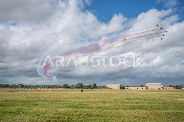 GLOUCESTERSHIRE, ENGLAND - 15 July 2023: Royal Saudi Air Force BAE Systems Hawk MK65 Hawks at RIAT 2023