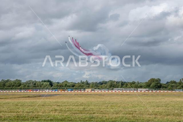 GLOUCESTERSHIRE, ENGLAND - 15 July 2023: Royal Saudi Air Force BAE Systems Hawk MK65 Hawks at RIAT 2023