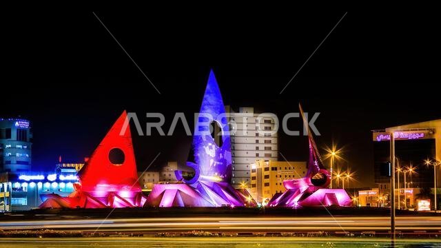 دوارات الدمام ليلاً - الدمام، المملكة العربية السعودية