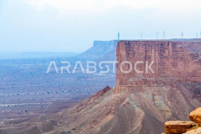 The Jabal Tuwaiq Mountains, with desert landscape, Riyadh, Saudi Arabia