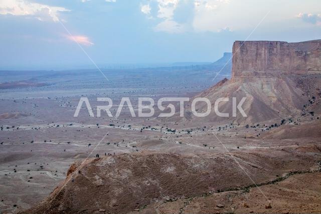 The Jabal Tuwaiq Mountains, with desert landscape, Riyadh, Saudi Arabia