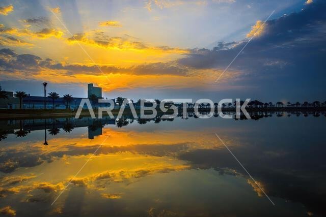 Modon Lake Morning Sunrise view -Dammam, Saudi Arabia. Modon Lake Morning Sunrise view -Dammam, Saudi Arabia.