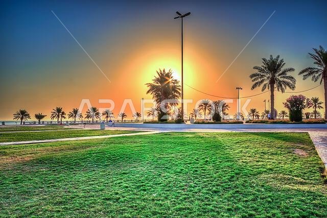 Modon Lake Morning Sunrise view -Dammam, Saudi Arabia.