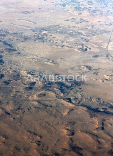 Aerial view of the desert in Saudi Arabia.