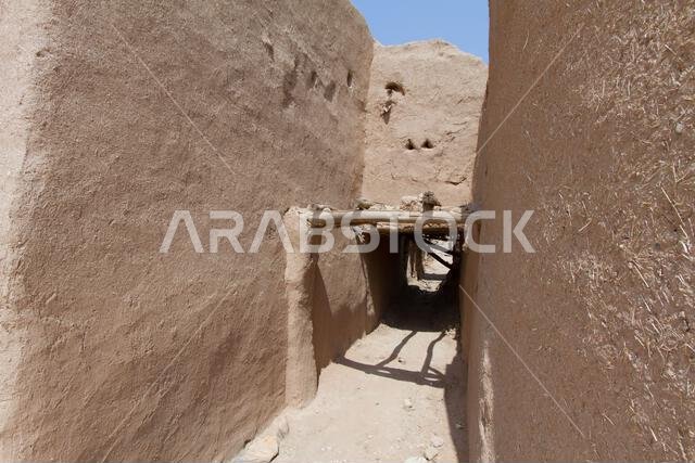 ruins of heritage arab village built of muds in riyadh in Saudi Arabia