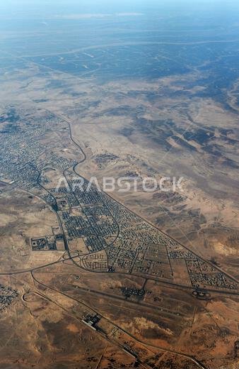 صورة جوية لمدينة القريات، المملكة العربية السعودية.