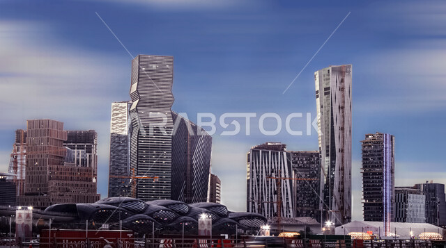A picture of the King Abdullah Financial District (KAFED) in Riyadh, Saudi Arabia, towers and skyscrapers, famous Riyadh landmarks, architecture in Saudi Arabia, tourism in Saudi Arabia