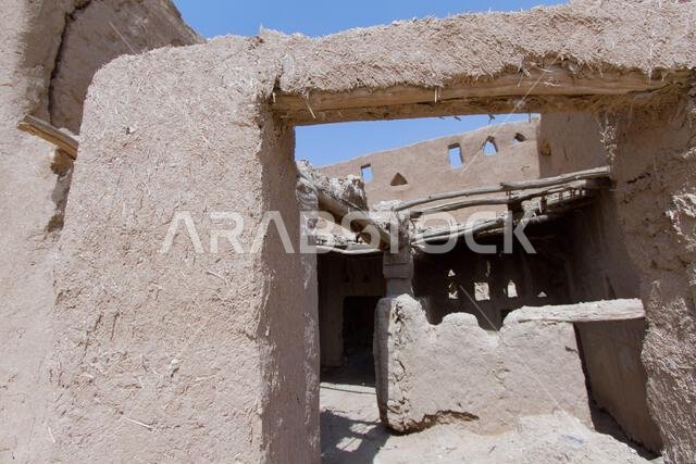 ruins of heritage arab village built of muds in riyadh in Saudi Arabia