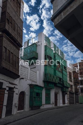 Al-Balad old town with traditional muslim houses, Jeddah, Saudi Arabia 1/8/2023