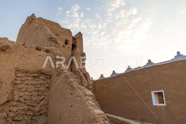 ruins of heritage arab village built of muds in riyadh in Saudi Arabia