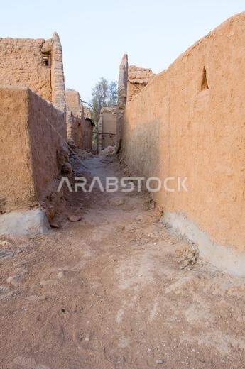 ruins of heritage arab village built of muds in riyadh in Saudi Arabia