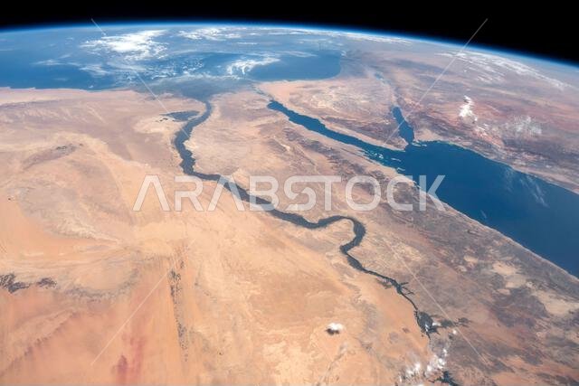 The Nile River, Red Sea and Mediterranean Sea are contrasted by the deserts of Egypt, Saudi Arabia, Israel and Jordan.
