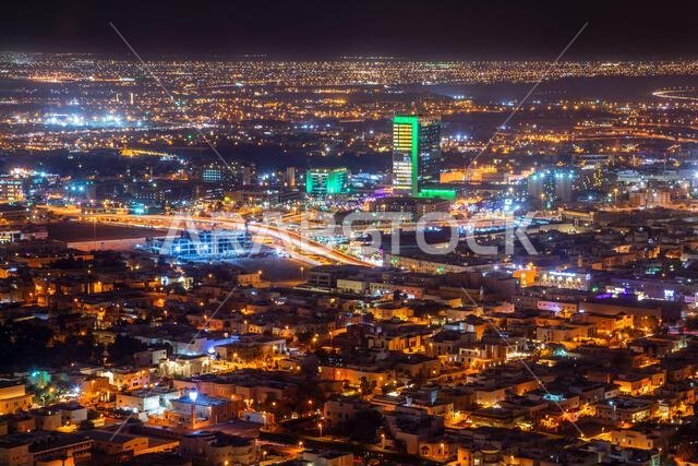 Night panorama of residential district of Riyadh city, Al Riyadh, Saudi Arabia Night panorama of residential district of Riyadh city, Al Riyadh, Saudi Arabia