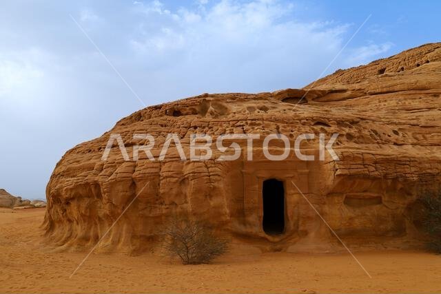 Al Ula old city , Saudi Arabia - jun 7 2023- The Nabataeans or Nabateans Tombs Civilization in Madain Saleh in Al Ula -  Qasr al-Farid