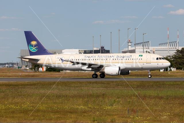A Saudia, Saudi Arabian Airlines, Airbus 320 leaving Fankfurt airport back to her home base, Jeddah. Saudia, formerly known as Saudi Arabian Airlines, is the flag carrier of Saudi Arabia, based in Jeddah. The airline's main operational base is at King Abdulaziz International Airport in Jeddah
