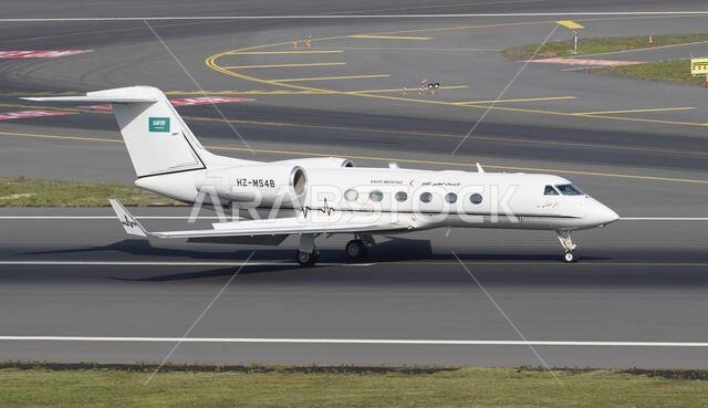 ISTANBUL, TURKIYE - SEPTEMBER 17, 2022: Saudi Arabia Aeromedical Evacuation Gulfstream G450 (4324) landing to Istanbul International Airport