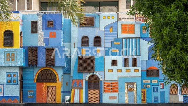 مبانٍ ملونة في مكة المكرمة، المملكة العربية السعودية