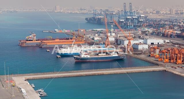 Jeddah, Saudi Arabia - December 22, 2019: Jeddah Islamic Seaport aerial view