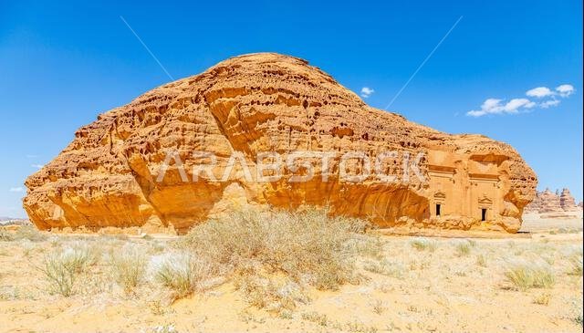 Jabal al ahmar tombs carved in stone, Al Ula, Saudi Arabia