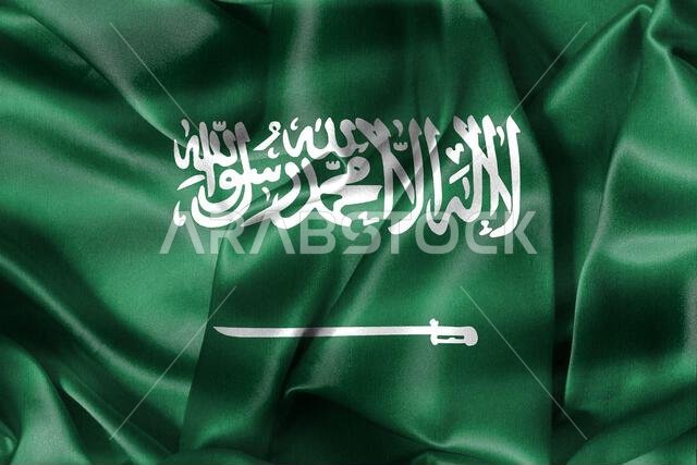 علم المملكة العربية السعودية - علم قماشي واقعي يرفرف