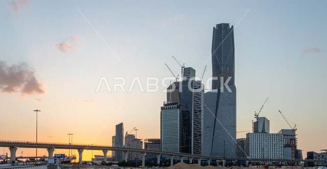 صورة ابداعية لمركز الملك عبدالله المالي ( كافد ) في الرياض بالمملكة العربية السعودية، الأبراج وناطحات السحاب، معالم الرياض المشهورة، الفن الهندسي المعماري بالسعودية، السياحة في السعودية