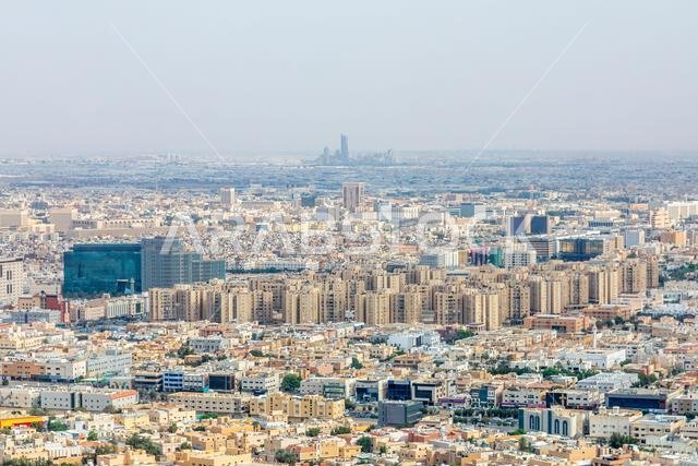 Aerial panorama of residential district of Riyadh city, Al Riyadh, Saudi Arabia
