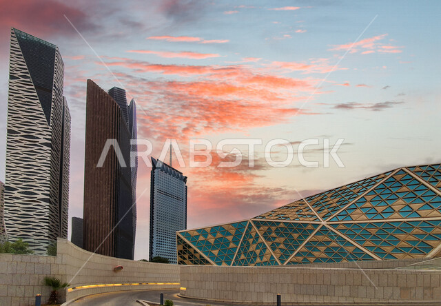 صورة ابداعية لمركز الملك عبدالله المالي ( كافد ) في الرياض بالمملكة العربية السعودية، مركز اقتصادي، معالم الرياض المشهورة، الفن الهندسي المعماري بالسعودية، السياحة في السعودية