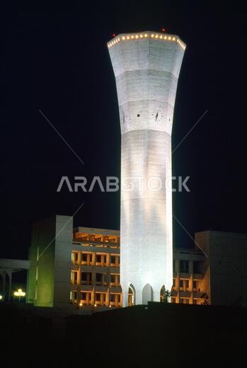 Dahran Saudi Arabia University Of Petroleum Minerals Tower At Night