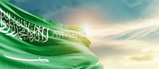 Saudi Arabia national flag waving.