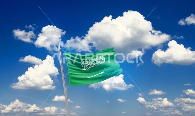 Saudi Arabia national flag waving.