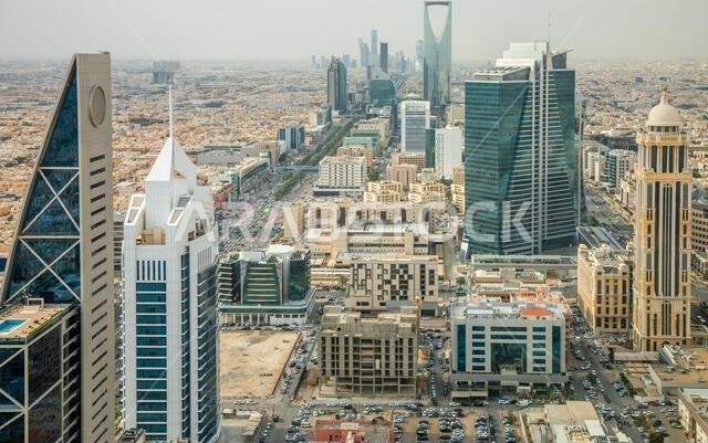 Aerial panorama of downtown of Riyadh city, Al Riyadh, Saudi Arabia