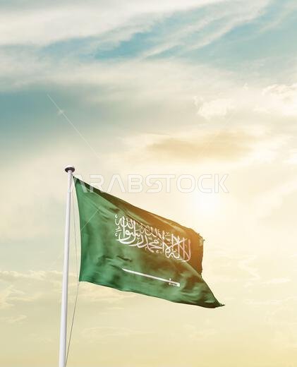 Saudi Arabia national flag waving.