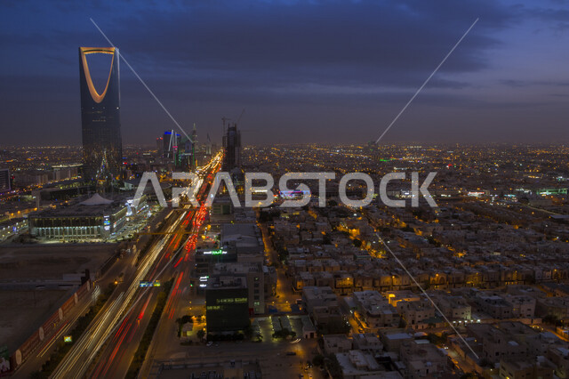 صورة من الاعلى لمدينة الرياض, الأبراج و ناطحات السحاب، الفن الهندسي المعماري ، معالم سياحية مشهورة بالرياض في المملكة العربية السعودية
