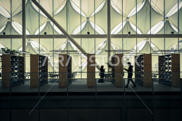 مكتبة الملك فهد الوطنية من الداخل ، الفن الهندسي المعماري ، تصميمات هندسية مميزة ، مكتبة الملك فهد في الرياض ، معالم سياحية في السعودية