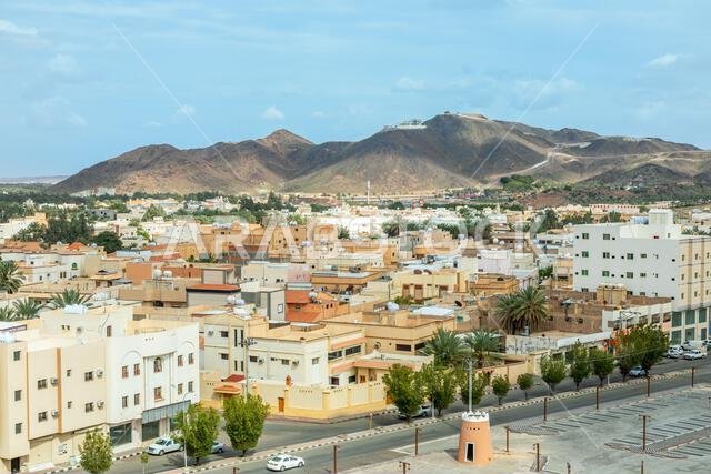 Hail city downtown and surrounding landscape, Hail, Saudi Arabia