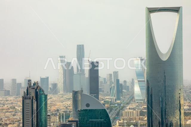 Aerial panorama of downtown of Riyadh city, Al Riyadh, Saudi Arabia