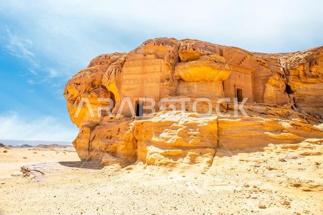 Jabal al ahmar tombs carved in stone, Al Ula, Saudi Arabia