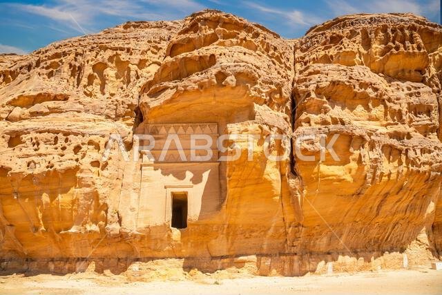 Jabal al ahmar tombs carved in stone, Al Ula, Saudi Arabia