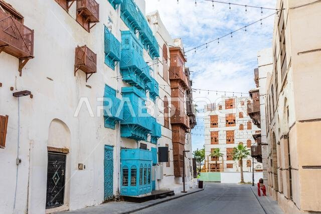 Al-Balad old town with traditional muslim houses with wooden windows and balconies, Jeddah, Saudi Arabia8