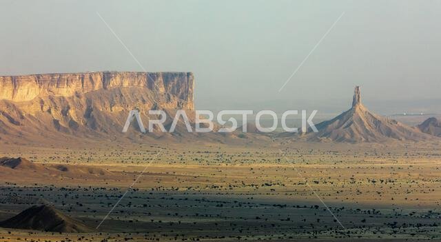 The Jabal Tuwaiq Mountains, with desert landscape, Riyadh, Saudi Arabia