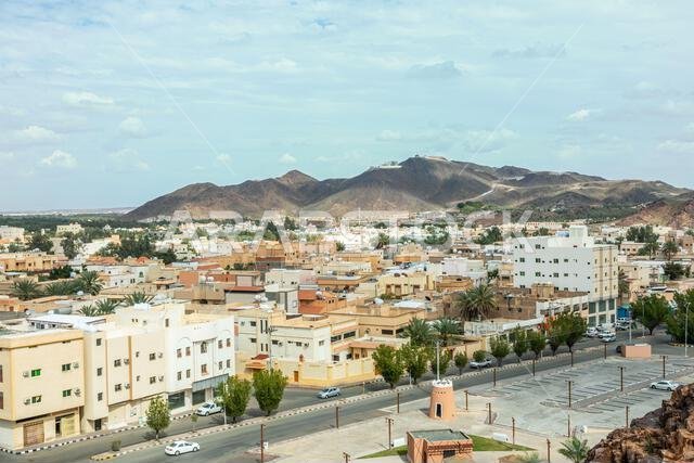 Hail city downtown and surrounding landscape, Hail, Saudi Arabia